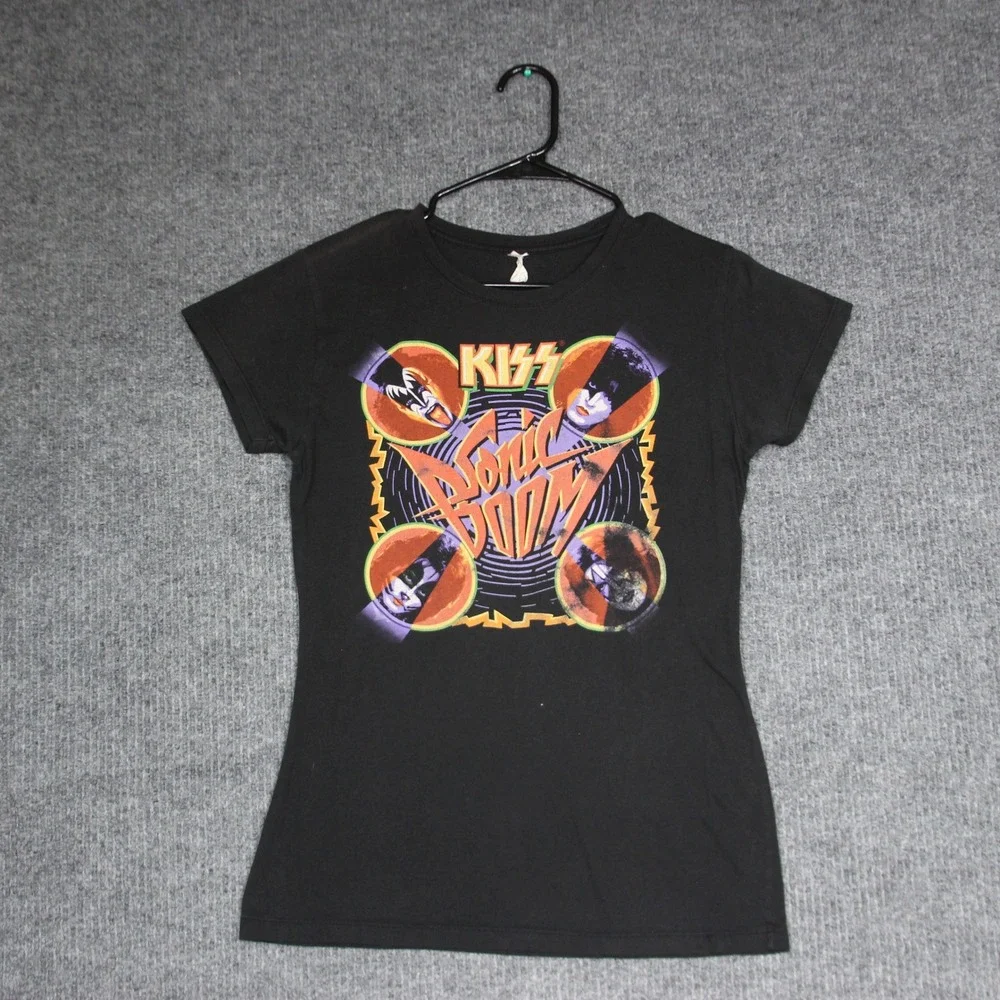 Girls‎ KISS Sonic Boom Band T Shirt Black Graphic Rock Concert Music Tee